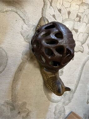 Decorative Cast Iron caterpillar- Brown and Brass Tones